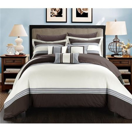 CHIC HOME Chic Home CS3243-US Fullerton Hotel Collection Bed in a Bag Comforter Set with Sheets - Brown - Queen - 10 Piece CS3243-US